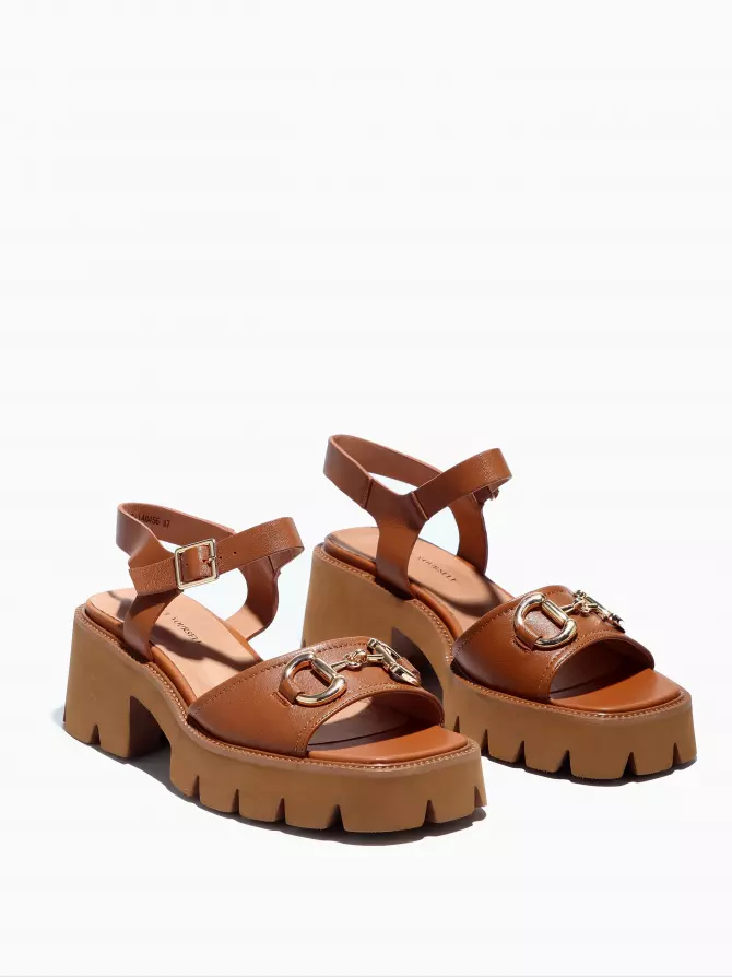 Female heeled sandals Respect: brown, Summer - 02