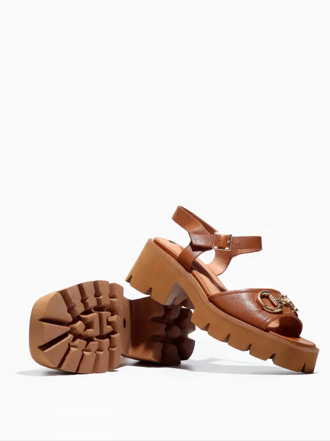 Female heeled sandals Respect: brown, Summer - 03